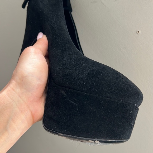 🖤 Giuseppe Zanotti Black Suede Debra Bow Platform Pumps Size 35 - Picture 10 of 14
